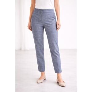 Talbots Ankle Pants Women 10 Blue Tweed Straight Leg Stretch Flat Front Workwear